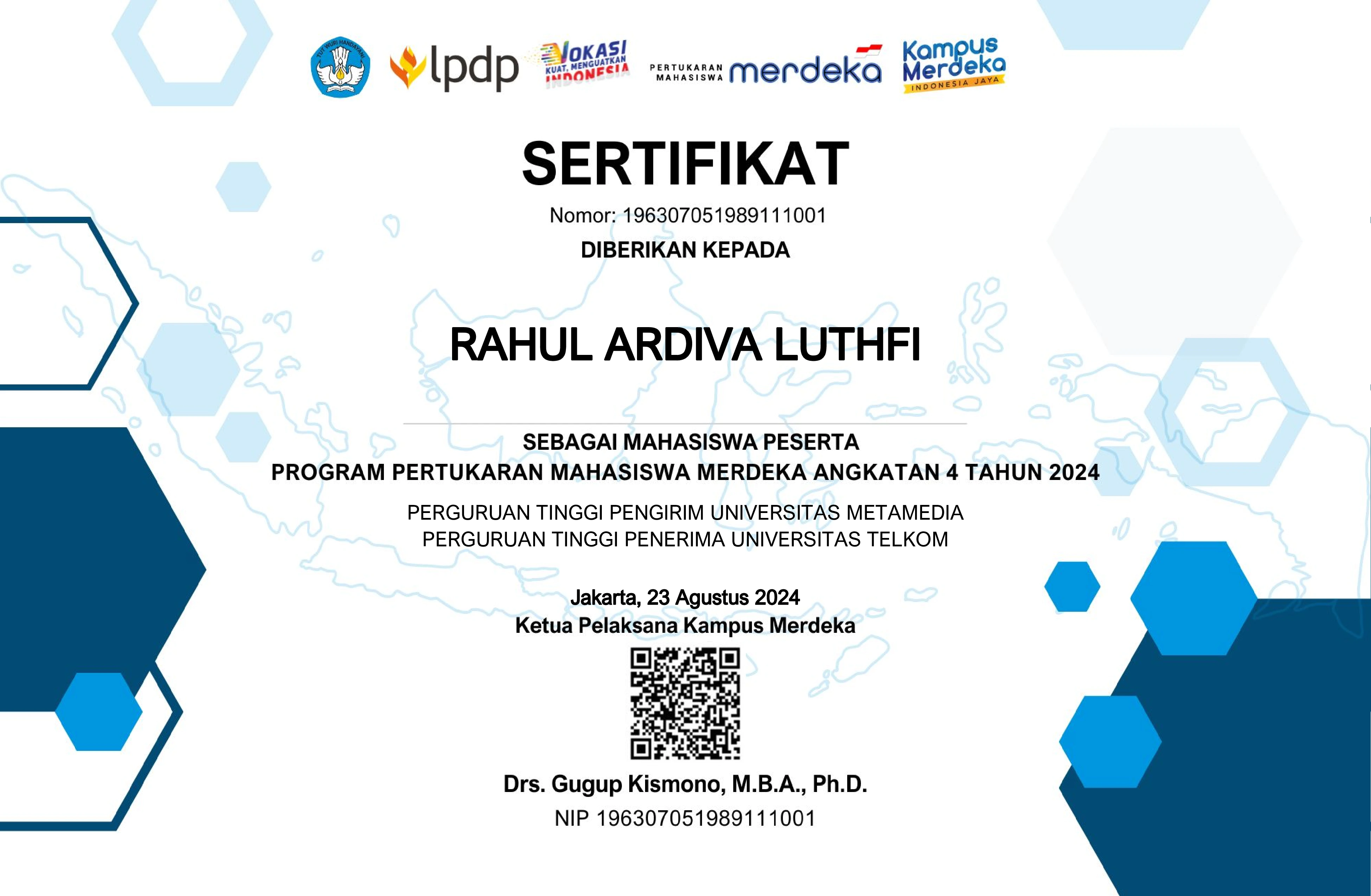 Sertifikat PMM 4 Telkom University - Kampus Merdeka